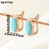 Elegant Oval Artificial Gemstone Copper-plated Pendant Earrings for Ladies, Suitable for Banquets and Weddings.