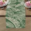Spring Summer Tropical Plant Table Runner, Green Palm Leaves Monstera Kitchen Dining Table Decoration, Seasonal Botanical Burlap Indoor Outdoor Home