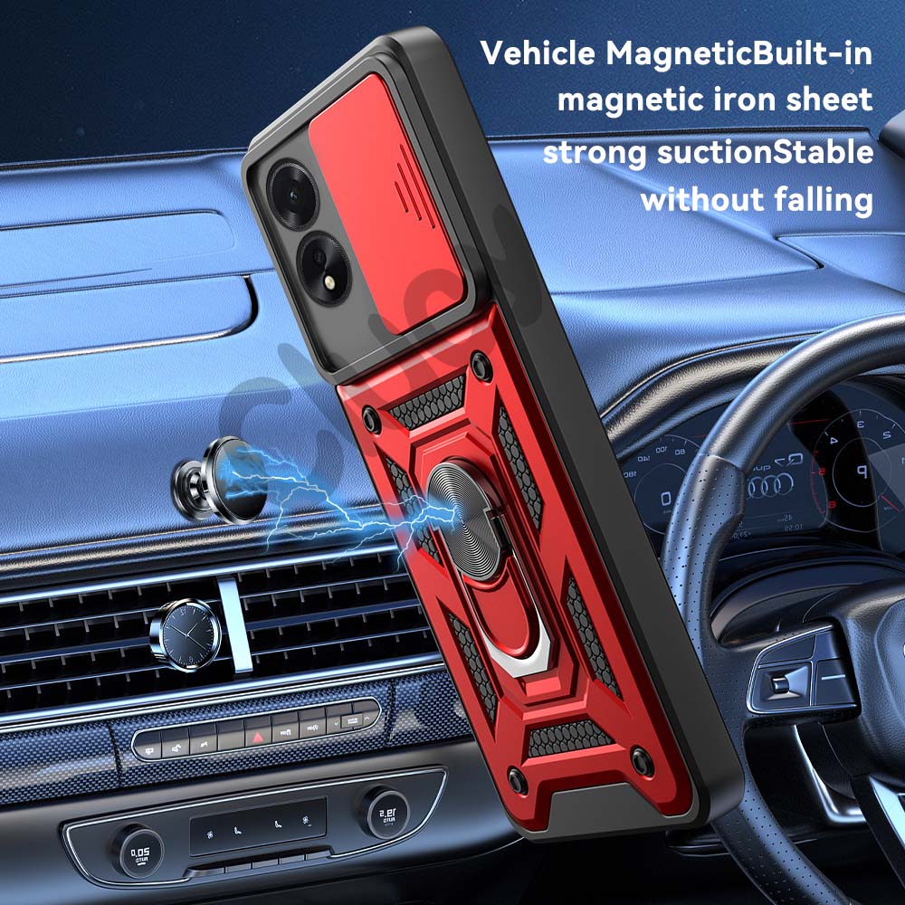 For OPPO A38 4G A18 A78 A98 Kamera Støtsikkert Armor Deksel For OPPO A54 A74 4G 5G Bil Magnetisk Holder Ring Beskyttelsesdeksel