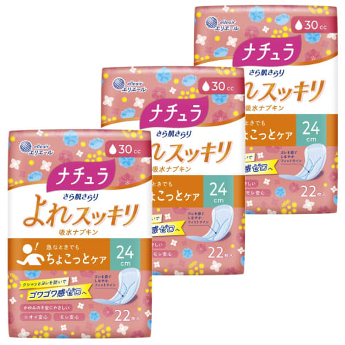 

Natura Smooth, Smooth, Absorbent Pads, Long, 30cc, 24cm, 66 Pads (22 Pads x 3 Packs) [Bulk Purchase]