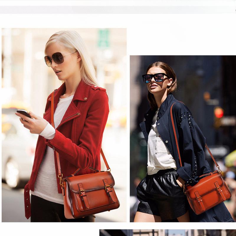 Versatile Leather Bags, Women'S Trendy Messenger Bags, Women'S Handbags, Fashionable Cowhide Bags, Messenger Bags, Large