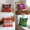 Funny Little Monster Emoticon Pack Cushion Cover Washed Linen Soft Breathable Decorative Case For Sofa Home Pillow Cover