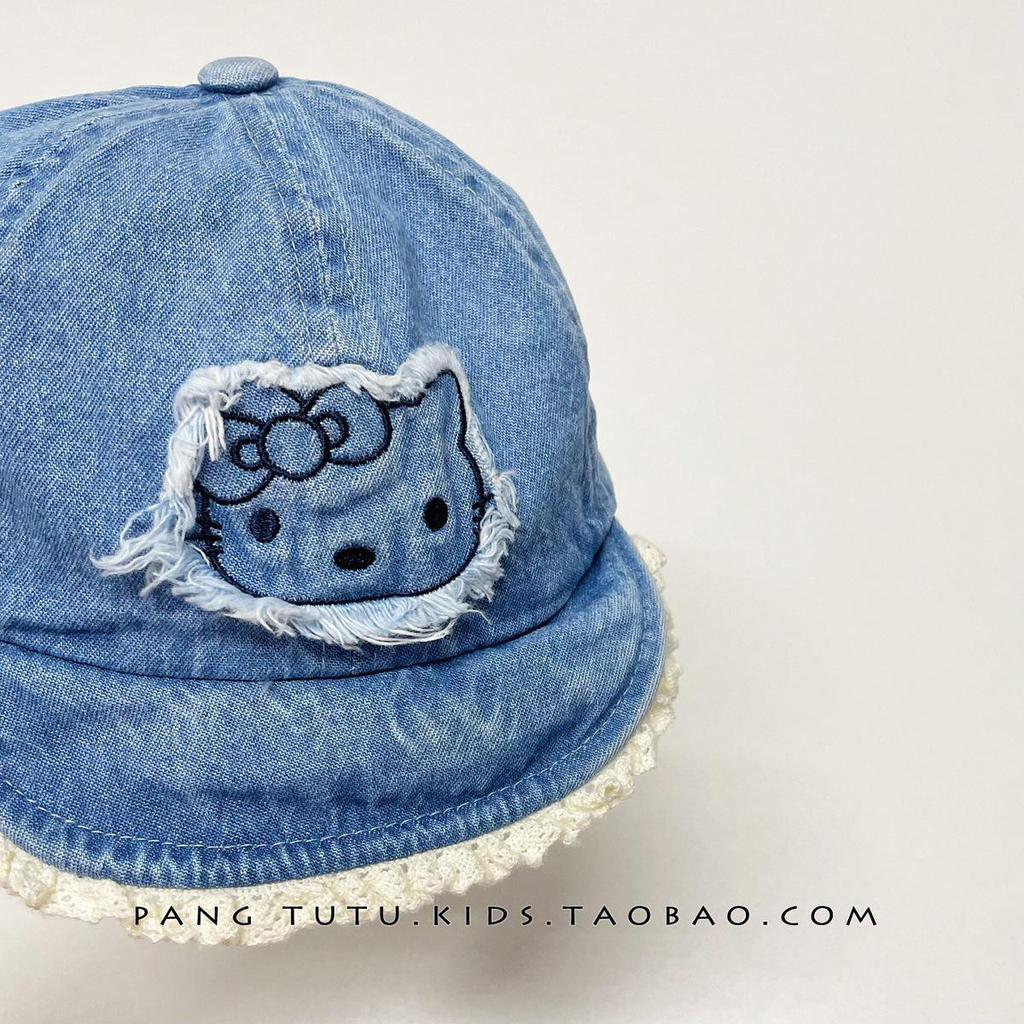 Chapéu de Bebê Jeans Gatinho Fofo - Boné com Aba Macia para Proteção Solar de Crianças Pequenas na Primavera e Outono
