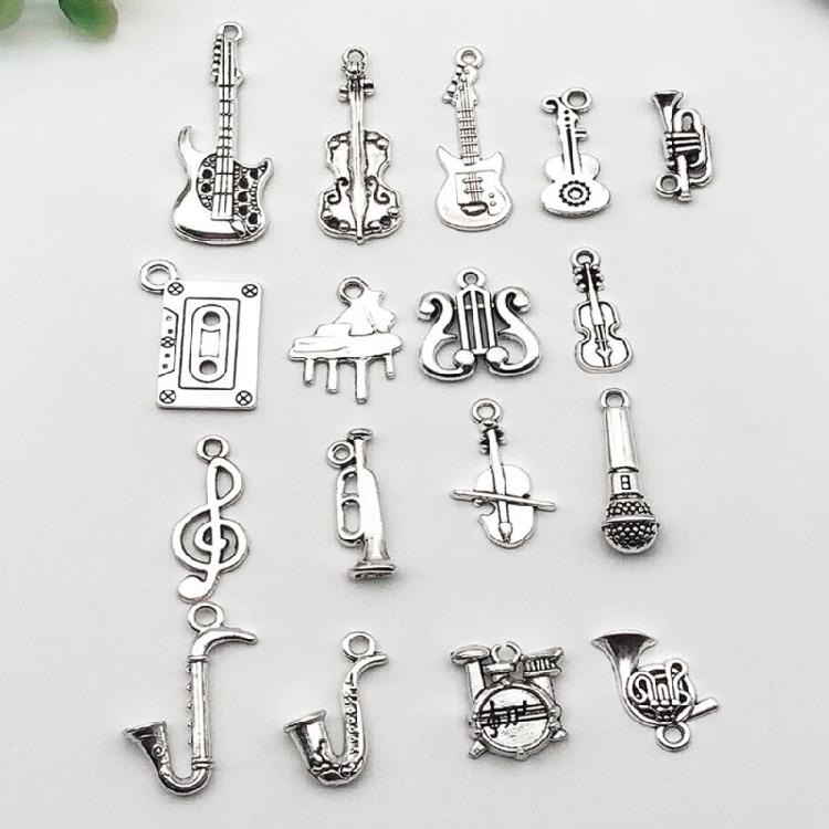 51 Pcs Violin Guitar Charm Musical Instrument Pendant Music Charm with Hole for Jewellery Making