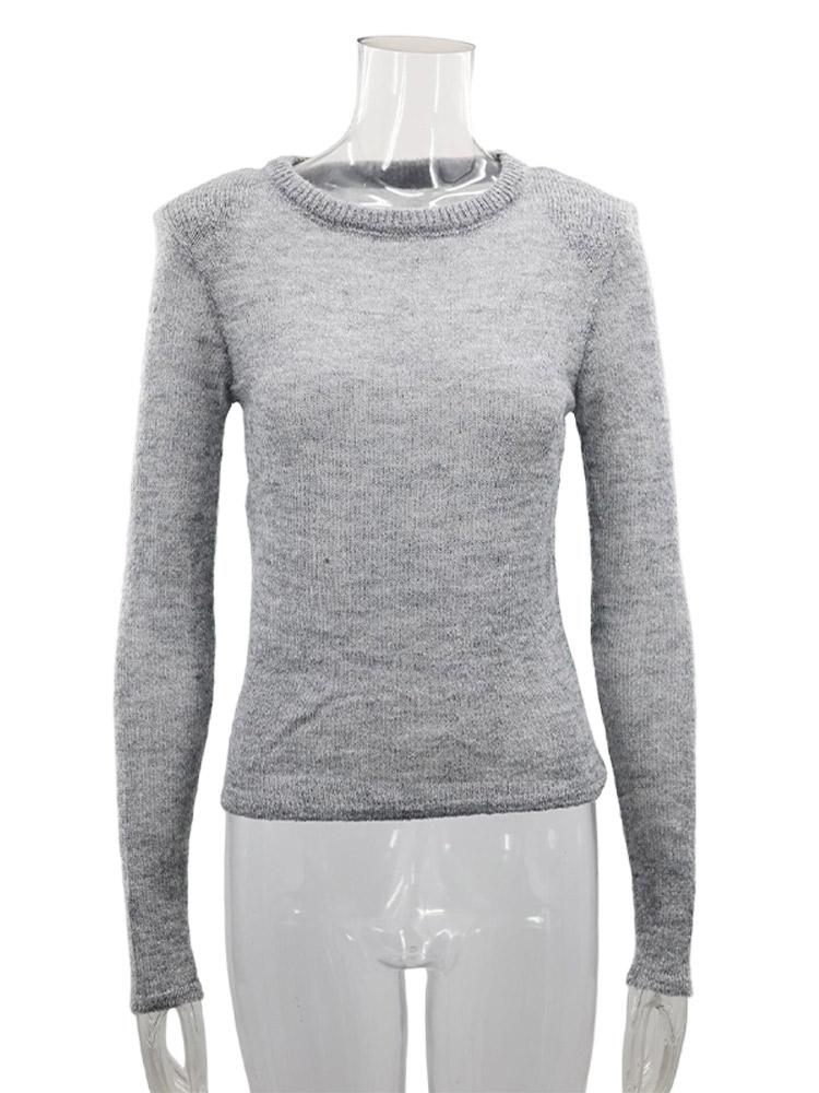 Women's Short Hollow Shoulder Pad Knitted Sweater Women's Round Neck Thin Pullover Sweater White Black Grey Sweater Pullover 2025 New Collection