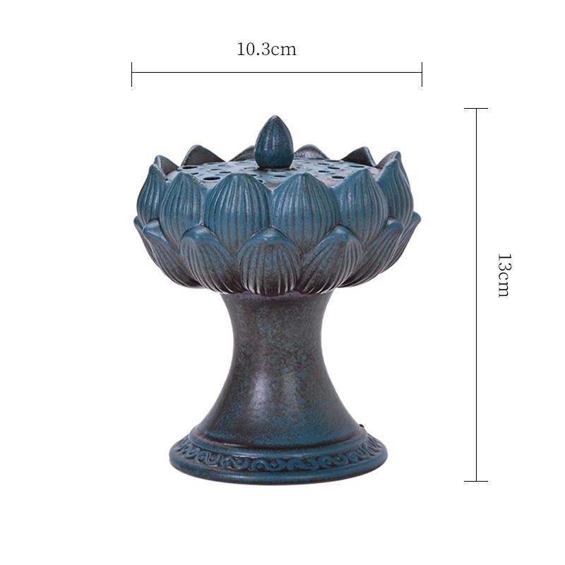 Lotus Lantern Ceramic Incense Burner Antique Style Indoor Coil Incense Burner Creative Lotus Incense Burner