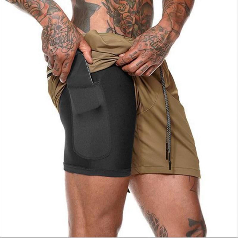 Sportshorts Mannen Sportkleding Dubbellaags Hardloopshorts Strandbroek Zomer Sportschool Fitness Training Jogging Korte Broeken