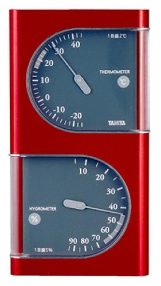 

TANITA Analog Metallic Thermo-Hygrometer, Red, TT-518-MR