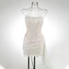 Sexy Wedding Party Dress Women Elegant Lace High Waist Bandage Bodycon Mini Dress Strapless Slim Corset Evening Dress