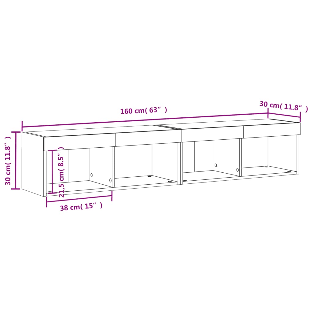 TV Cabinets with LED Lights 2 Pcs Sonoma Oak 80 X 30 X 30 Cm