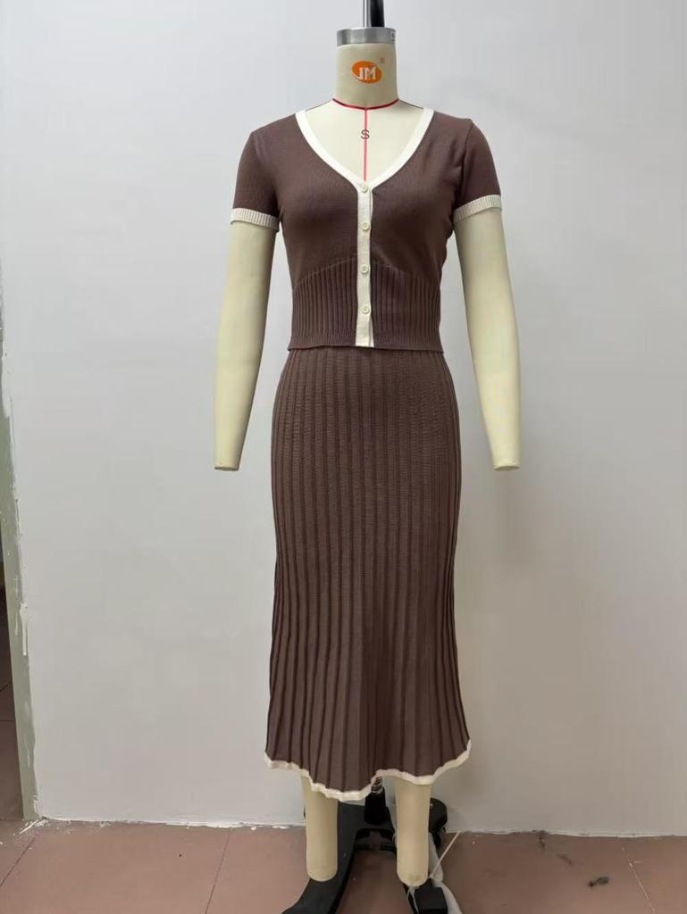 Elegant Spring & Summer Women's 2-Piece Knit Skirt Set - Casual Commute Fashion