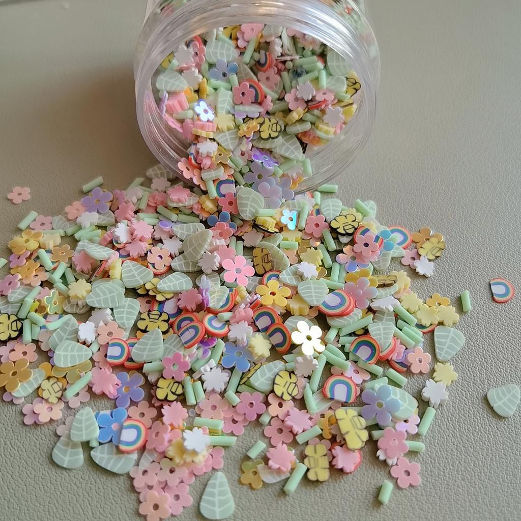 500g Flower Leaves Polymer Clay Sprinkles Rainbow Sunflower Glitter Sequin for DIY Crafts Nail Art Decoration Slime Filling