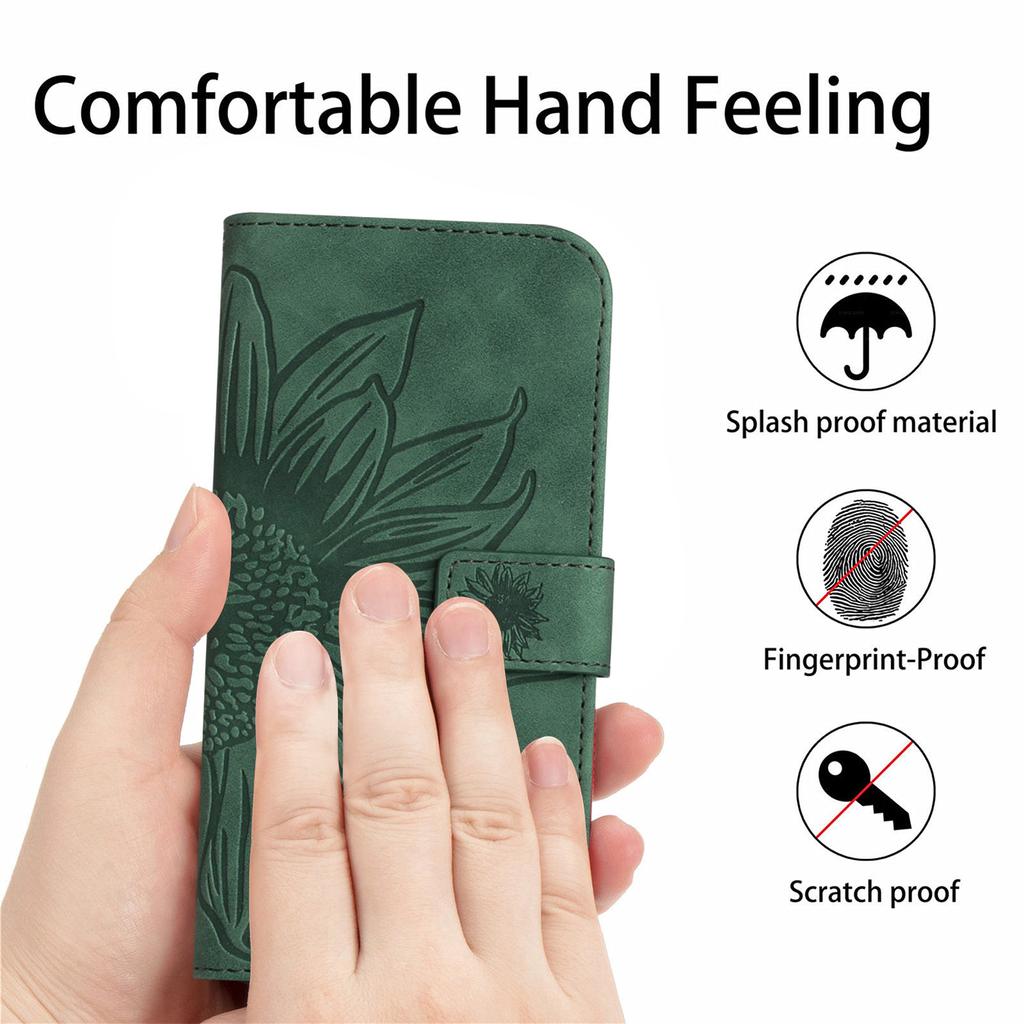 For Oppo A5 5G Case Sunflower Imprint Leather Wallet Phone Cover with Wrist Strap