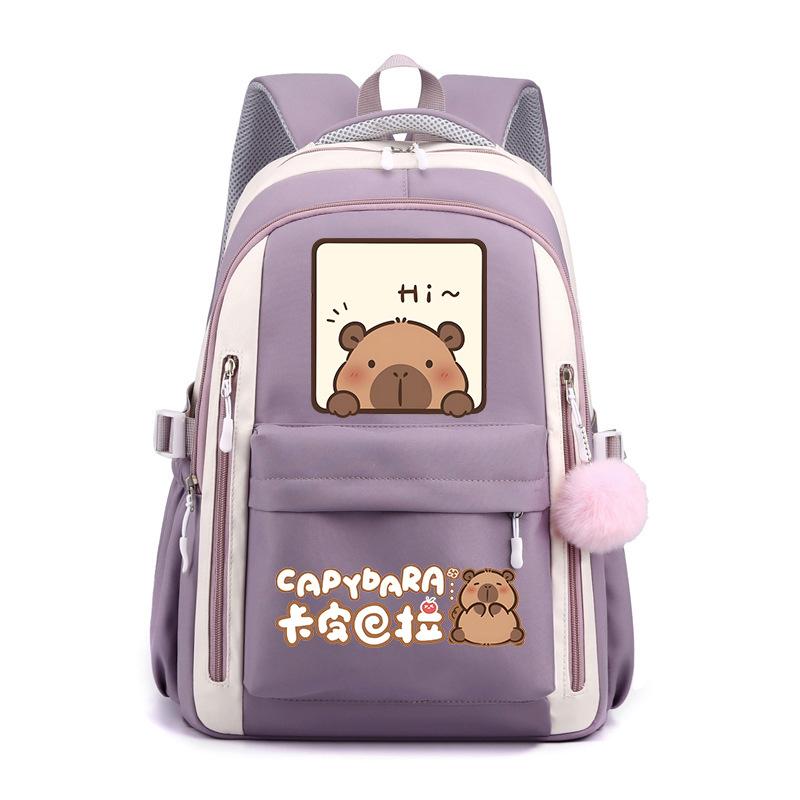 Trendy kapibara creative cartoon printing cute emoji bag for primary and secondary school students to reduce the burden of spine protection schoolbag