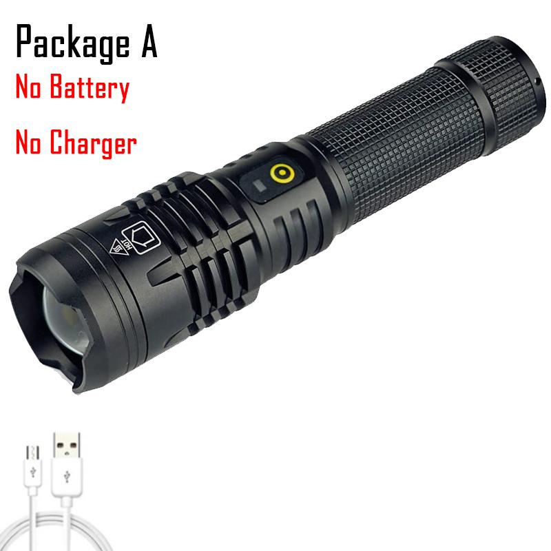 D2 90000 Lumens Rechargeable LED Tactical Flashlight 5 Modes Adjustable Focus 18650 26650 AAA Rechargeable Torch Light Lantern