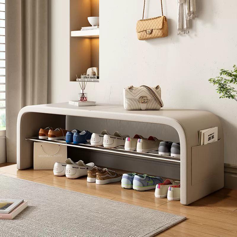 Shoe Changing Stool with Storage Multipurpose Entryway Bench for Bedroom Simple Bedside Seat Compact Shoe Rack for Home