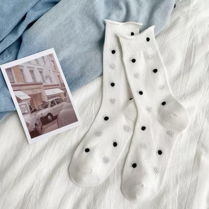 Socks Women'S Summer Cotton Socks Solid Color Embroidery Lace Mid-Tube Socks Cute Animal Sports Socks Socks Industry