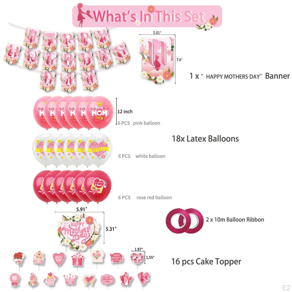 Party Supply Celebrations,Paper Latex Balloons,Happy Mother's Day Balloon Set for