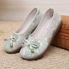Women's Flat Sole Print Cloth Shoes Spring Summer Soft Sole Non Slip Shallow Slip On Round Toe Ethnic Style Light Elderly Shoes