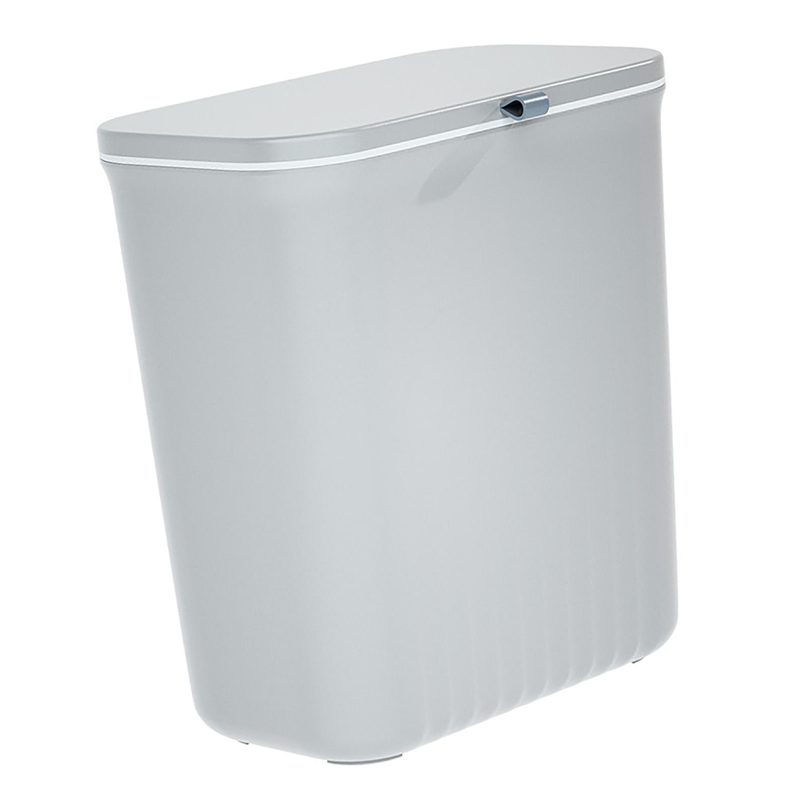 Poubelle murale polyvalente en plastique fine avec couvercle pour salle de bain, cuisine, chambre à coucher