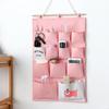 Multi-Pocket Wall Hanging Organizer Bag Cotton Linen Storage Pouch Dorm Kitchen Bathroom Closet Door