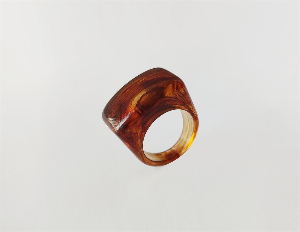 Hip Hop Farbiger Acrylring Retro Punk Damen Harzringe Charme Geometrischer Quadratischer Ring Persönlichkeit Einfachheit Ring Herren Femme