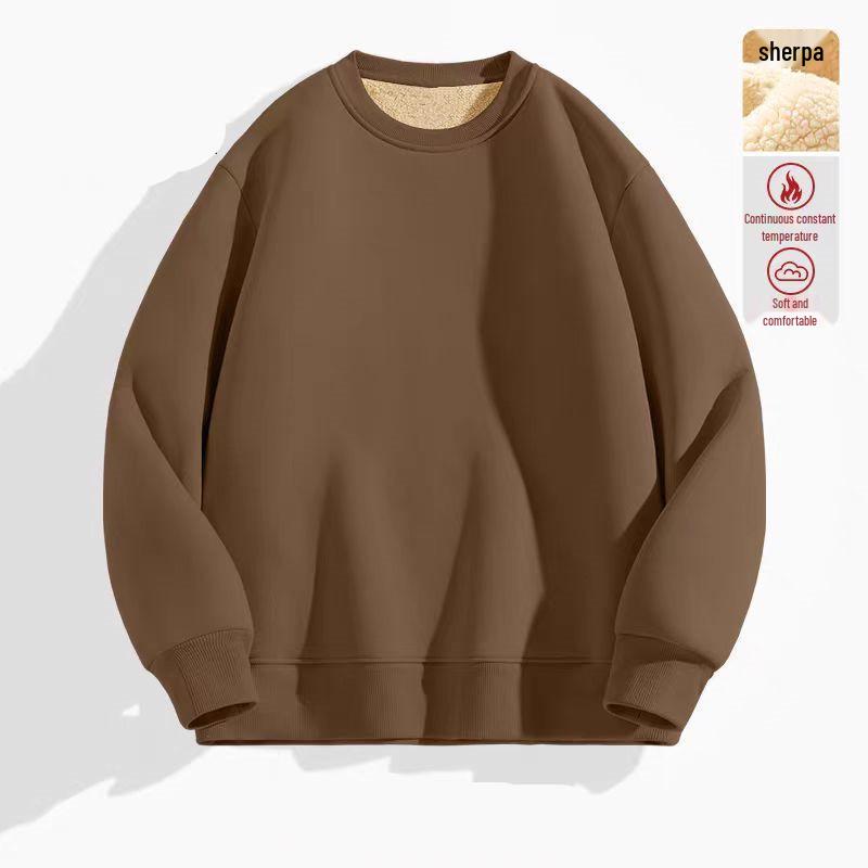 Unisex Lambswool Fleece-Lined Hoodie - Round Neck, Plus Size, 2024 Autumn/Winter Collection, Cozy and Thickened.