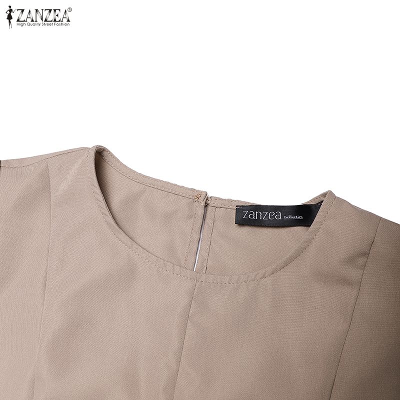 ZANZEA Lässiges Sommerkleid mit Rundhalsausschnitt und kurzen Ärmeln für Damen