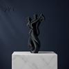 Streamlined Body Shape Sculpture 3D Printing Art Ornament, Matte Black Dancing Couple Model, Abstract Tango Scratch-resistant Figurine Dance