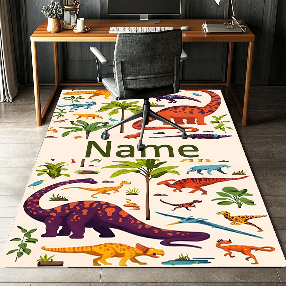 Custom Name Dinosaur Printed Carpet,Rug for Office Chair Living Room Bedroom Kitchen Room Decor Gifts.
