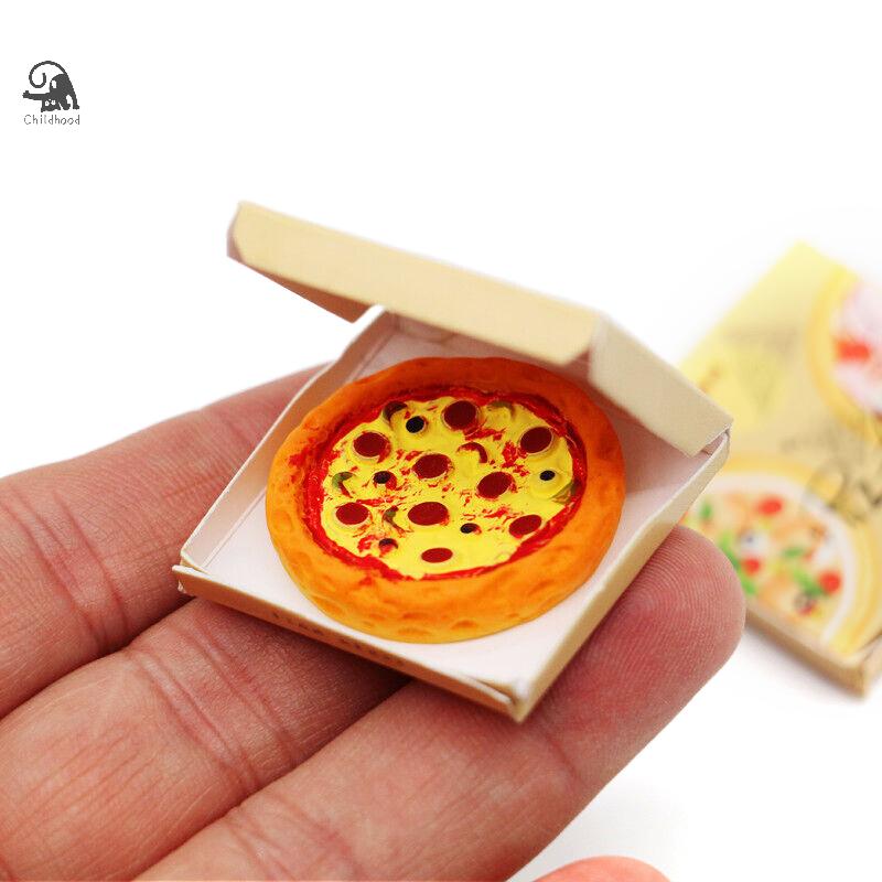 1Set 1:12 Puppenhaus Miniatur Pizza mit Verpackungsbox Modell Küche Lebensmittel Dekor Spielzeug Puppenhaus Zubehör Kinder Rollenspiel Spielzeug