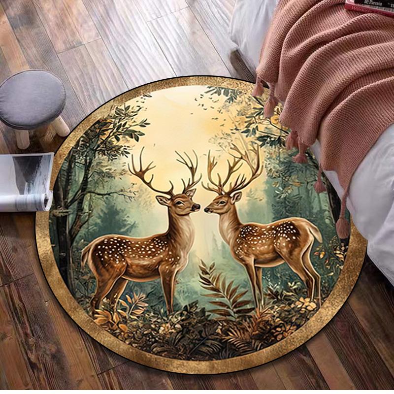 Tapis Rond Animal 1424 - Tapis Décoratif de Bureau Pour Salon Chambre Tapis de Porte Tapis de Sol Tapis pour Zone de Chaise d'Ordinateur
