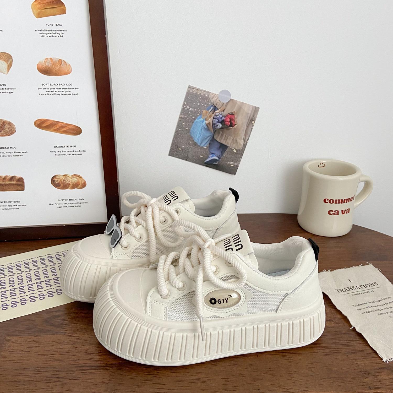 

Little white shoes women s 2025 new popular summer mesh shoes breathable casual sports versatile shoes thin mesh women s shoes 40 бежевый