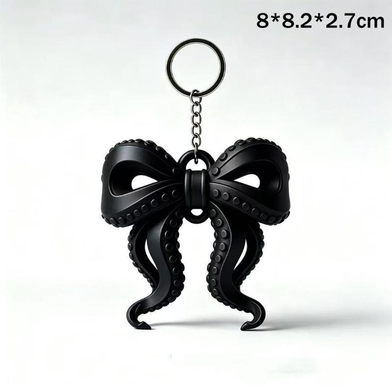 Korean Style 3D Printed Octopus Tentacle Bow Keychains Fun and Colorful Fashion Pendant Gift A3