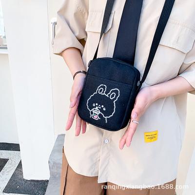 Winter Women's Shoulder Small Backpack, Cute Cartoon Canvas, Male and Female College Students' Daily Matching Mobile Phone Change Bag