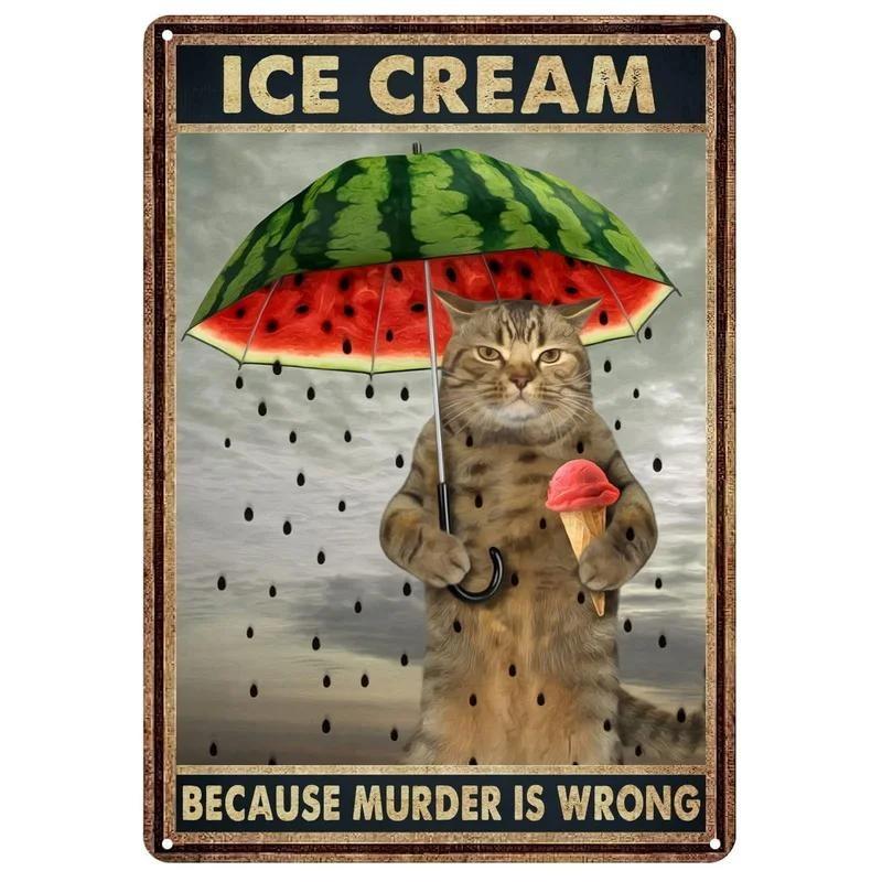 Funny Cat Retro Poster, Aluminum Metal Wall Decor 20x30cm