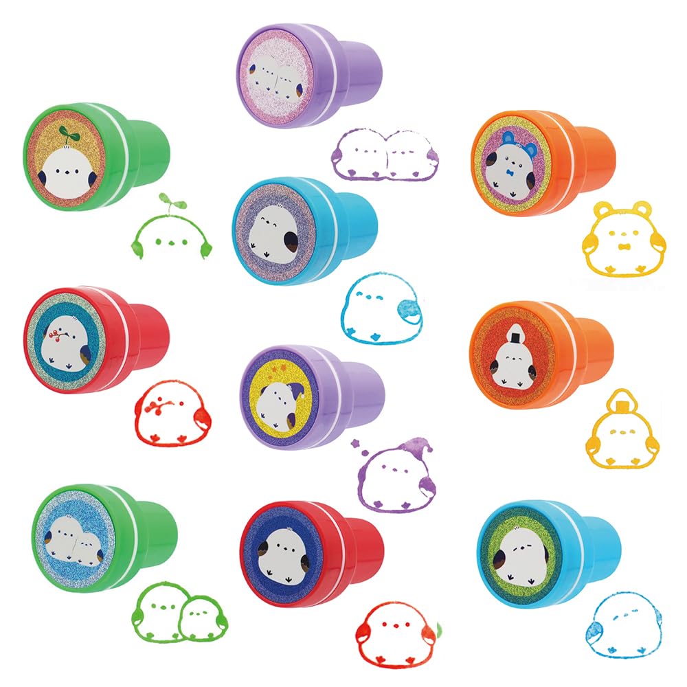 

Mini Stamp Set of 10 Round Inked Stamps