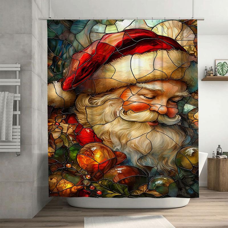 

Tuniu Whimsical Santa Claus Shower Curtain Festive Holiday Bathroom Decor Charming Christmas Gift Cozy Home Accent Unique Artist W60H190(CM)-1 Pcs