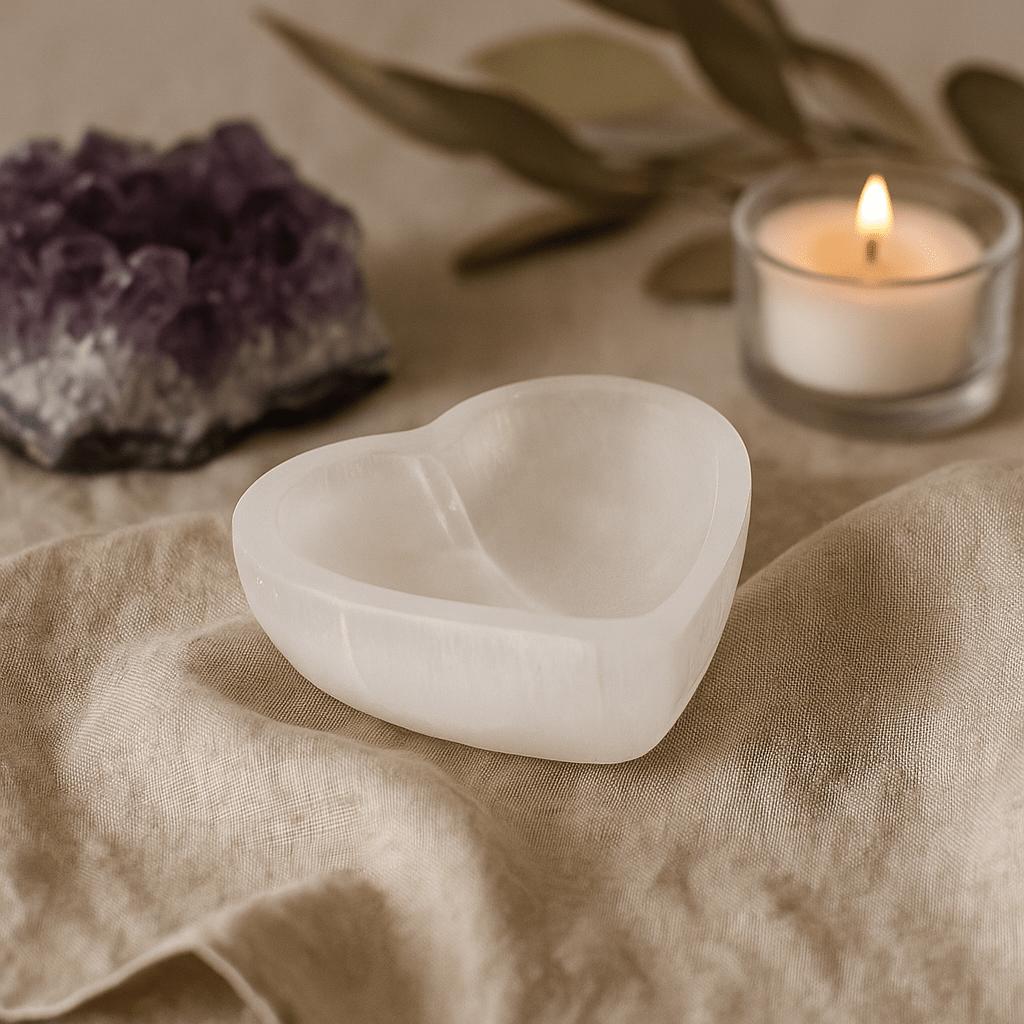 Selenite Heart Bowl 15cm
