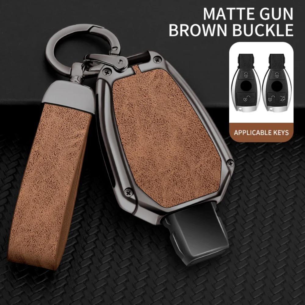 Leather Car Metal Key Case Cover Shell for Mercedes Benz A B C E Class GLS GLA GLK GLC CLS CLA AMG W204 W205 W212 W463 W176