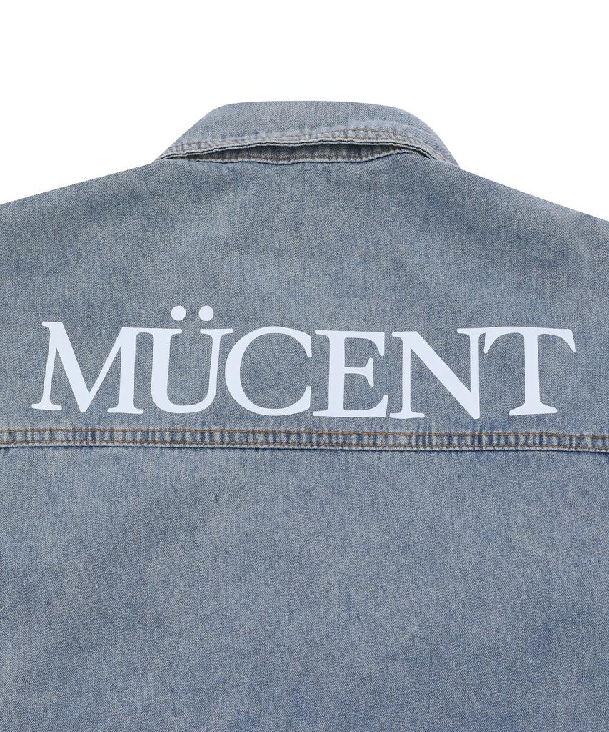 MUCENT Nerve Back Lettering Rolled-Up Denim Short Sleeve Shirt Unisex (2 Colors)
