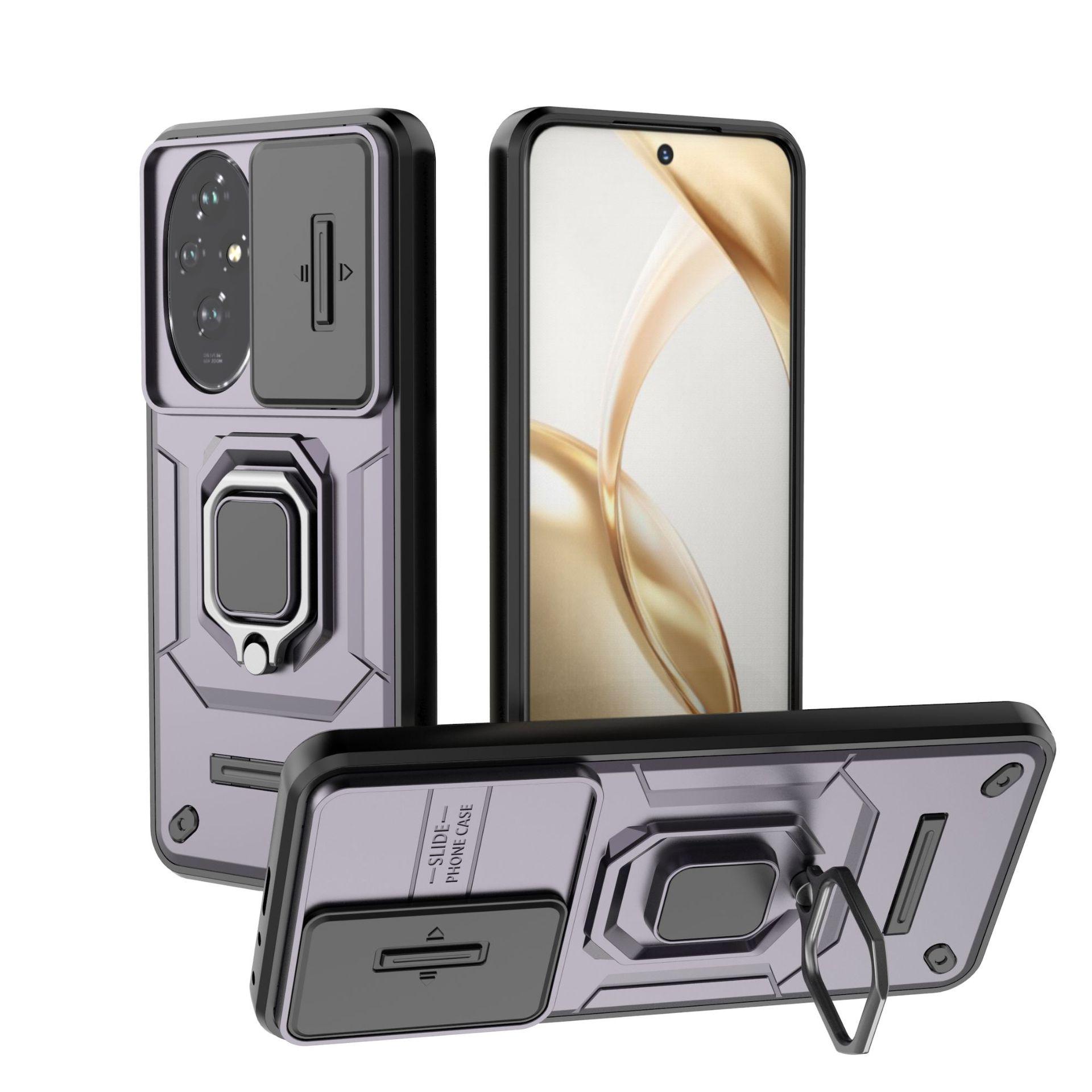Honor 200 Magnetic Battle Bear Ring Phone Case with Push-Window Protection Honor 200 Lite фиолетовый