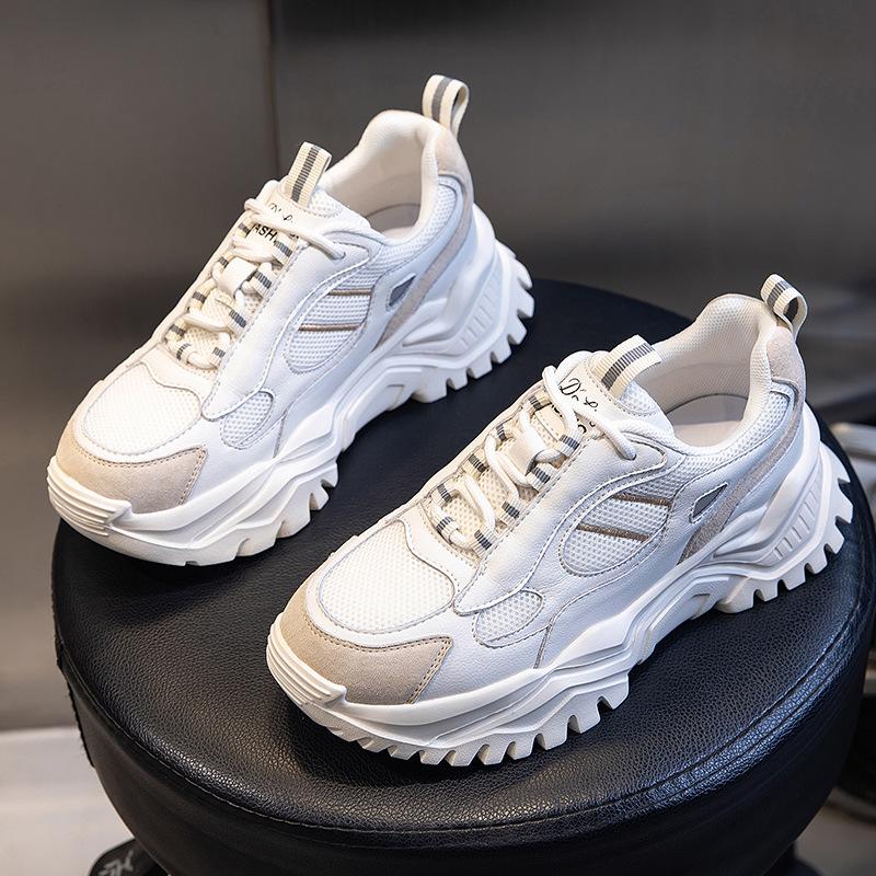 

Dad shoes spring 2025 new thick sole heightening comfortable casual sports women s shoes versatile running leather women s shoes tide 35 бежевый