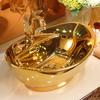 Yuanbao Gold Ceramic Art Basin European Style Bathroom Washbasin Modern Retro Sink