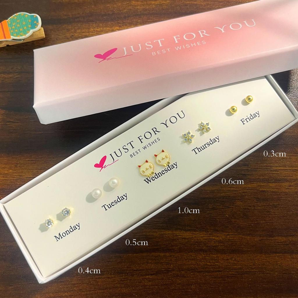 Weekly Gift Box: Star, Moon, Butterfly & Flower Bow Stud Earrings for Girls