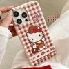 New Checked Denim Kt Cat Suitable for Iphone16promax Leather Pattern Apple 15 Protective Cover 14
