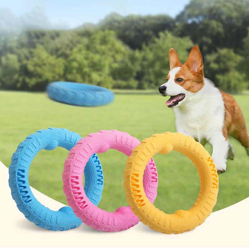 Durable Pet Flying Disk Training Ring Puller Anti-Bite Safety Silicone Outdoor Floating Indestructible Dog Toy Puppy Accessories