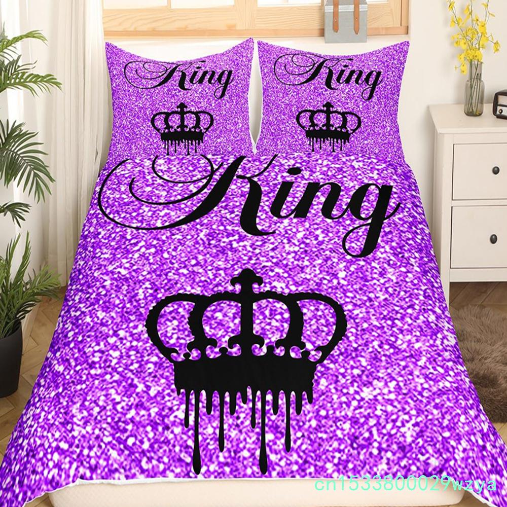 Modern King Crown Nevresim Takımı İkiz Siyah Pembe Yatak Takımı Kadın Yetişkin Çift Yorgan Kılıfı Kızlar Sevgililer Günü Yorgan Kılıfı