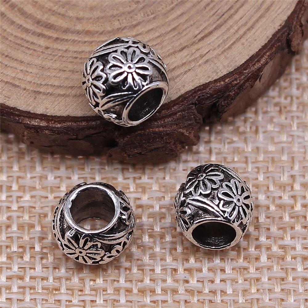 10x8mm Big Hole Spacer Beads Antique Silver Color Men Jewelry Brand: WYISYWG 10Pieces