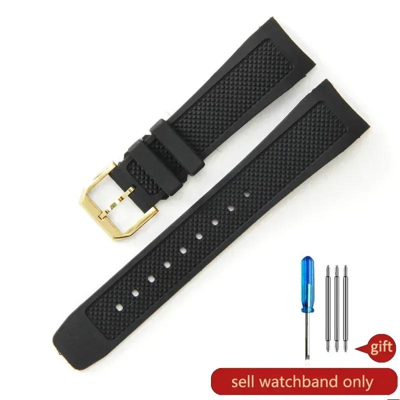 Flexible Comfortable-wearing Silicone Watch Strap Black Blue for IWC Portuguese Series IW390503 IW3907047 Arc Interface Band22mm